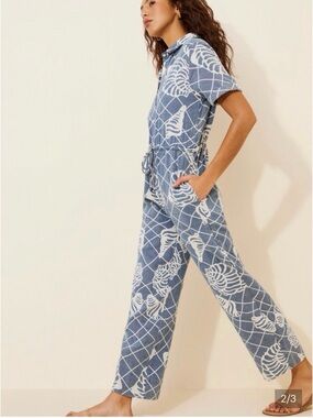 Little lies shell print denim romper